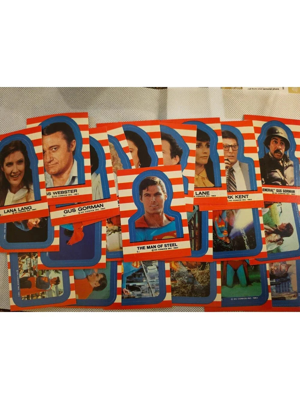 Superman III 1983 Vintage Sticker Card Set of 22 Sticker Cards NM-M - cards 1-22